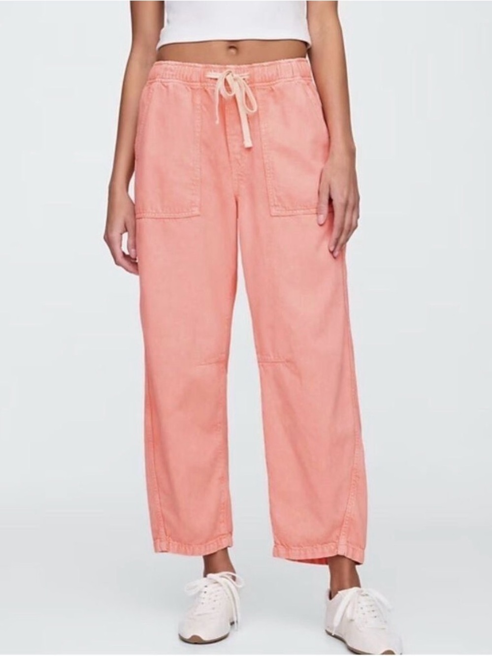 NWOT GAP Mid-Rise SuperSoft Pull-On Barrel Jeans in Tea Rose Pink Size Small - Picture 2 of 15